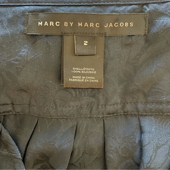 Marc by Marc Jacobs Silk Blouse Normandy Blue Button Front Size 2 - Picture 7 of 8